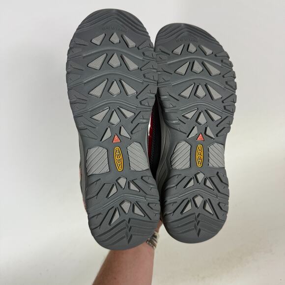 KEEN Targhee Sport Vented Hiking Shoe Kid's 7 Red Gray Mesh Lace-Up Outdoor - Picture 8 of 10